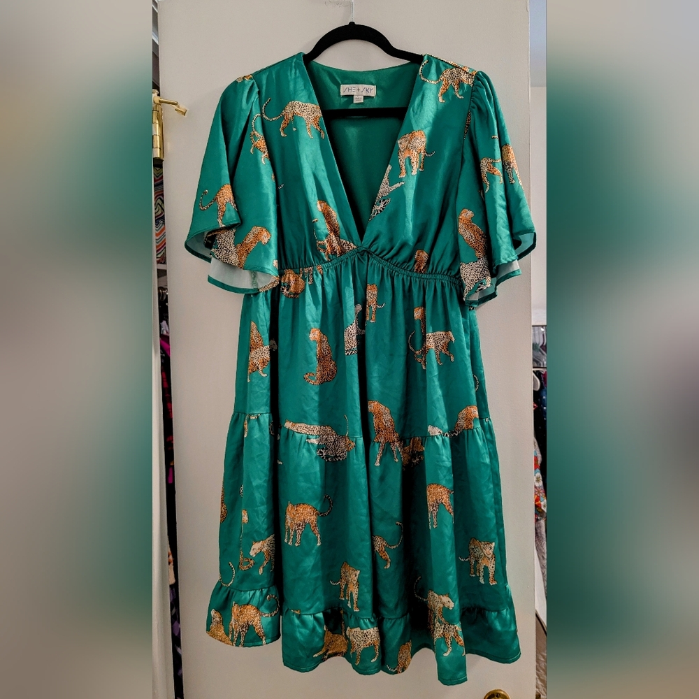 She + Sky Green Tiered Wrap Sundress